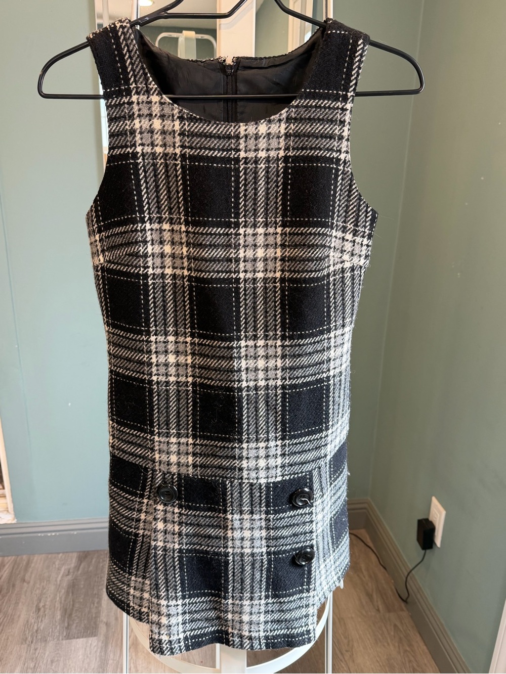 Vintage Japanese Plaid 70 %Wool Blend Mini Dress / Tunic XS
